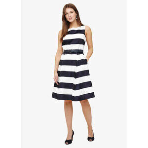 Phase Eight Andrea Sleeveless Stripe Dress In Navy White Size 12 fits as 14 $299